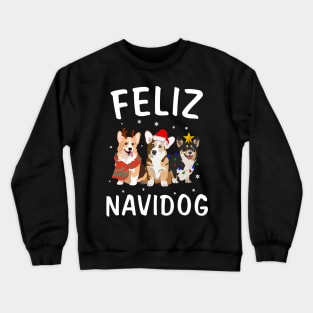 Feliz Navidog Corgi reindeer Light Christmas Lover Gift Crewneck Sweatshirt